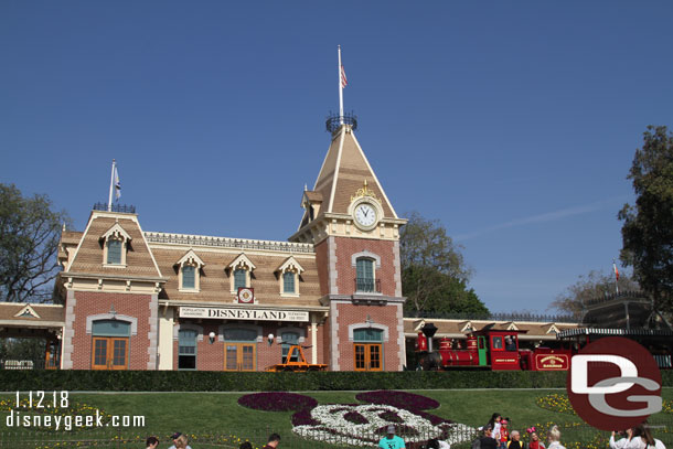 Arriving at Disneyland.  Most signs of Christmas are gone from the parks now.  Only a few random decorations and Small World Holiday remain.