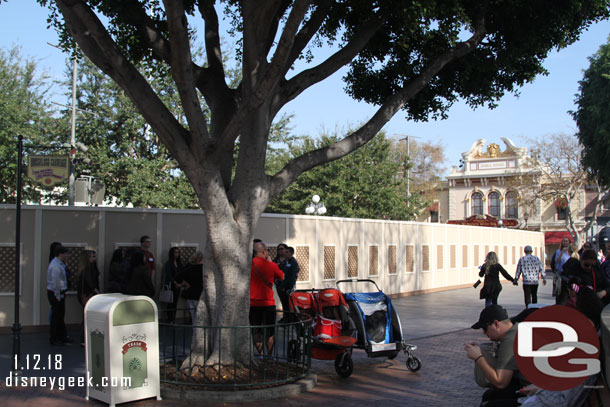 A large project has taken over Main Street.  The Horse-drawn streetcar tracks are being replaced.  Several of the rails and tracks are original from 1955.  So as you enter the park you are greeted by construction walls that block off Town Square.