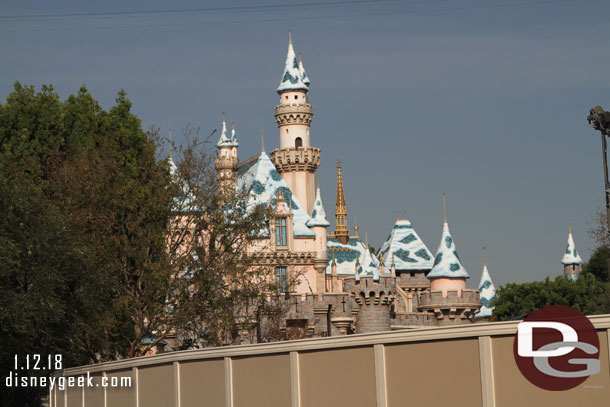 The snow is still on Sleeping Beauty Castle.