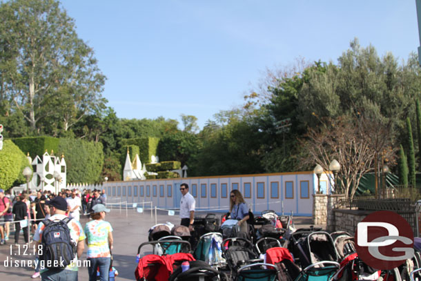 Walls up along the grass opposite Small World.