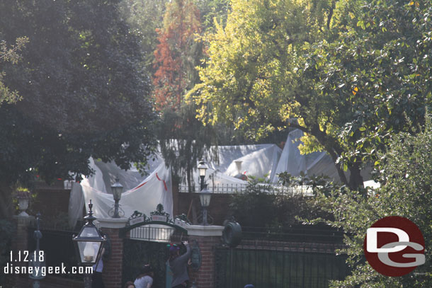 It looks like they may be working on the queue for Haunted Mansion.  A lot of plastic covers up in the area.