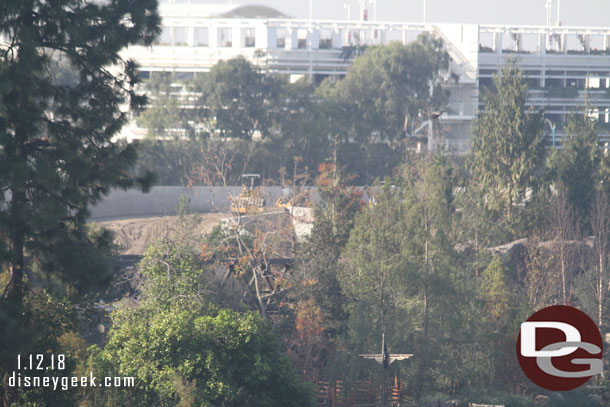 From the tree house you can see the dirt that was added between the backstage wall and new structure.