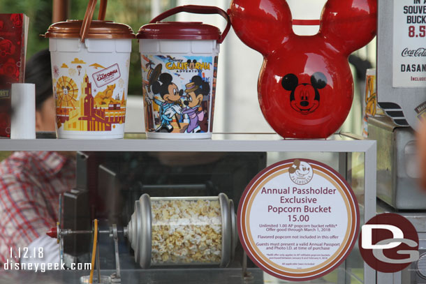 A different AP popcorn bucket is for sale at DCA.