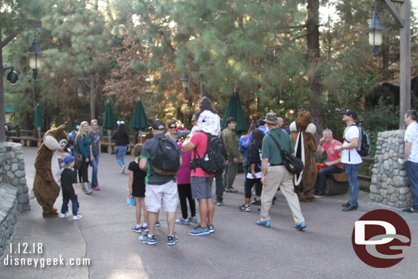 Chip and Dale were interacting with guests along the walkway.