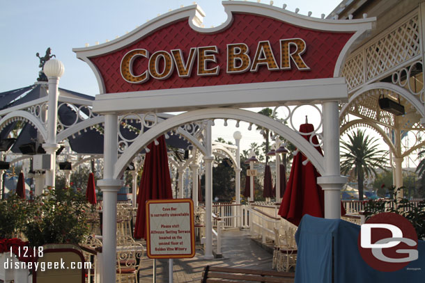 The Cove Bar is closed also.