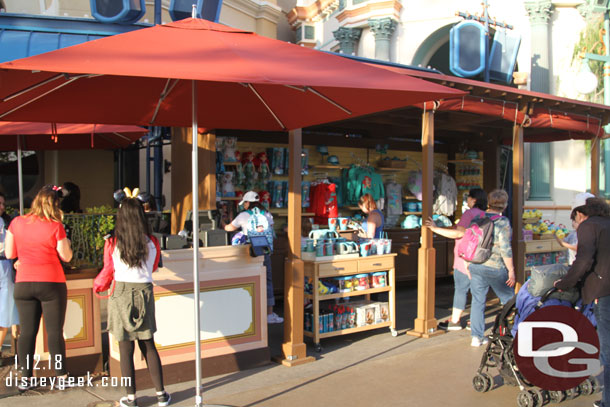 Little Mermaid merchandise has taken over the kiosk/marketplace in front of the attraction.