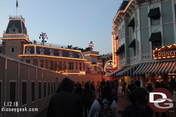 Returned to Disneyland.  This gives an idea of how narrow the entry is now with the construction.