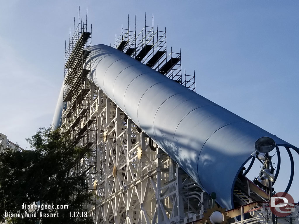 Scaffolding is going up around the launch hill of Screamin.