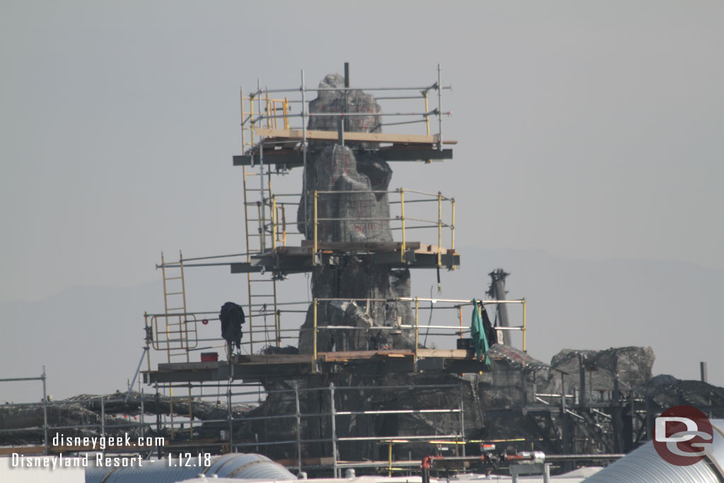 Panning right to the shorter of the peaks visible over the Battle Escape Building.  The scaffolding is up and it looks ready for concrete.