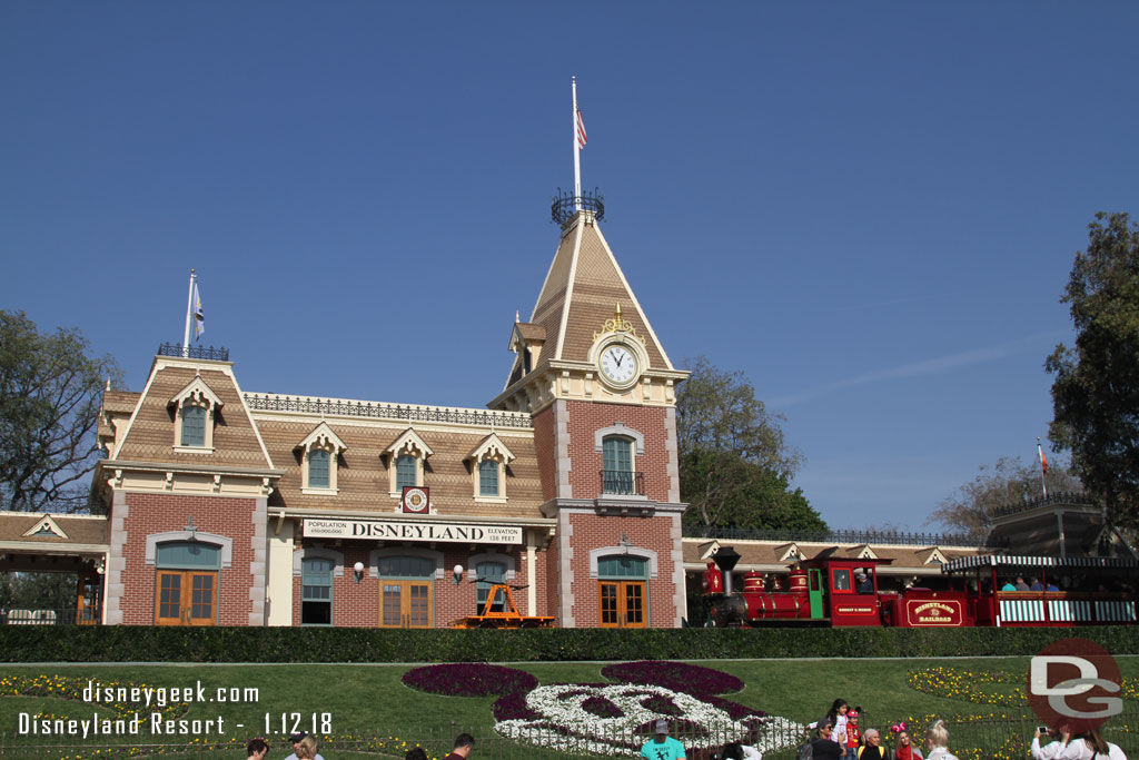 Arriving at Disneyland.  Most signs of Christmas are gone from the parks now.  Only a few random decorations and Small World Holiday remain.