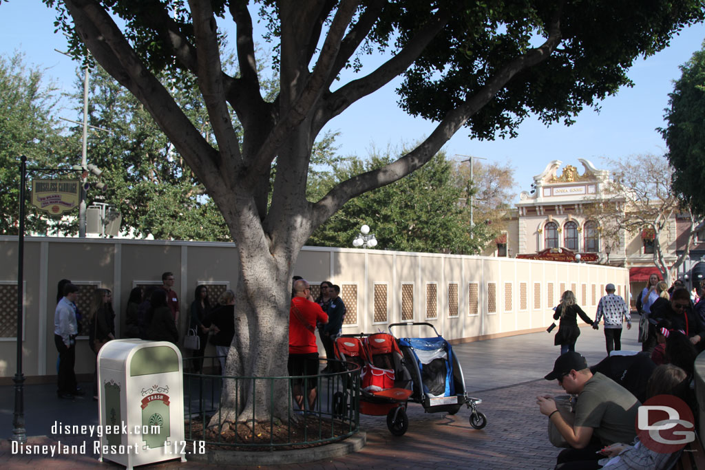 A large project has taken over Main Street.  The Horse-drawn streetcar tracks are being replaced.  Several of the rails and tracks are original from 1955.  So as you enter the park you are greeted by construction walls that block off Town Square.