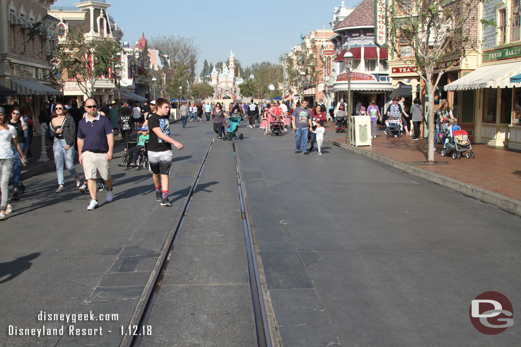 The straight portion of the street is not behind walls yet.  They are working on the two ends first.