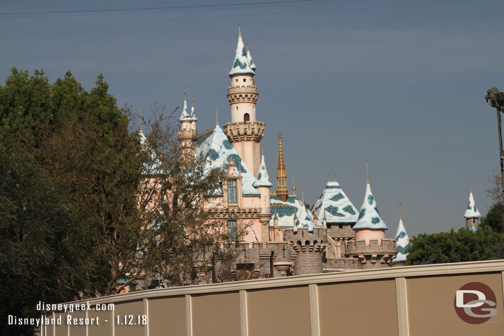 The snow is still on Sleeping Beauty Castle.