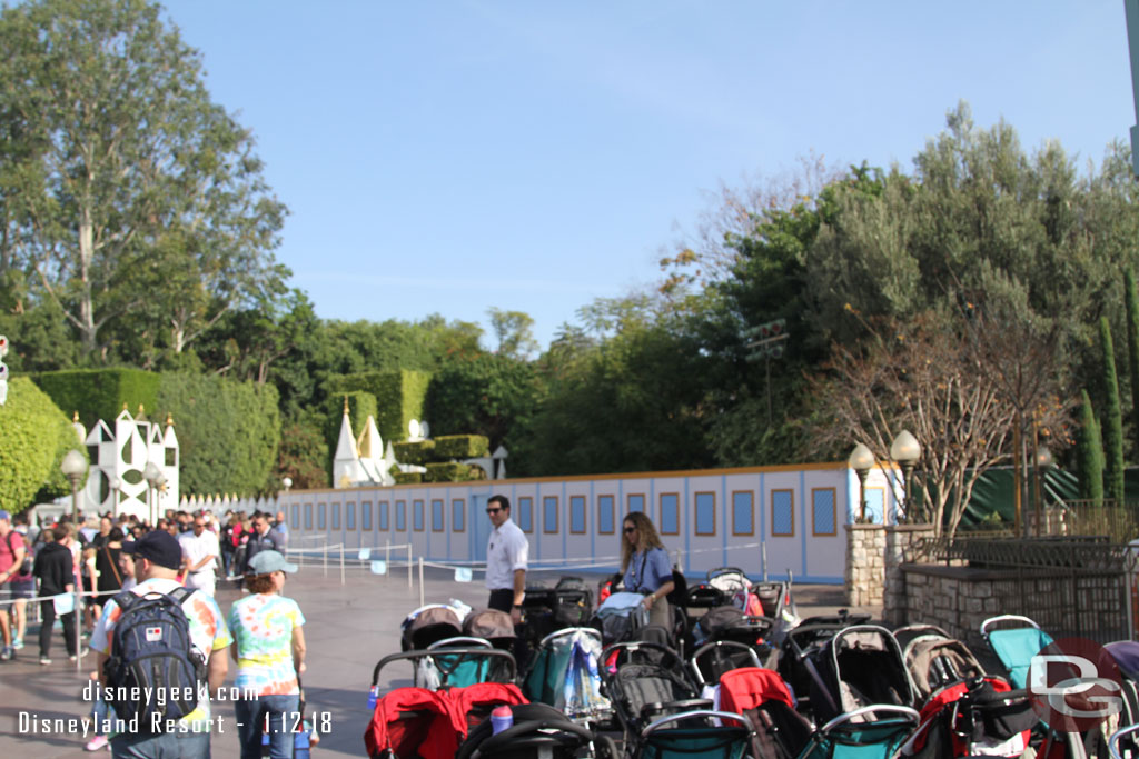 Walls up along the grass opposite Small World.