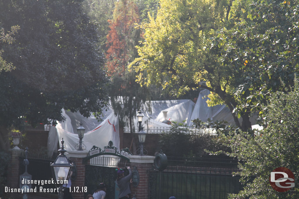 It looks like they may be working on the queue for Haunted Mansion.  A lot of plastic covers up in the area.