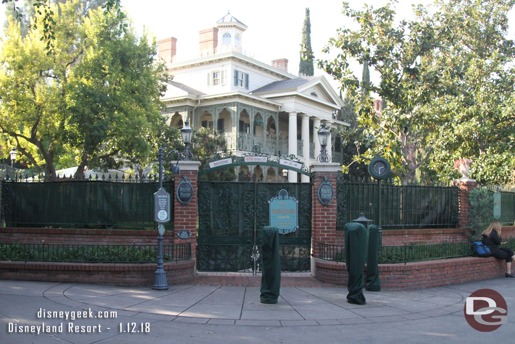 The Haunted Mansion is closed for removal of the holiday overlay.  The FastPass scanners look really awkward in the walkway with no one around.