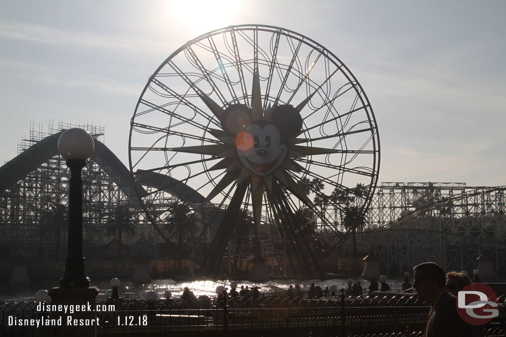 A good portion of Paradise Pier is currently closed as it is being transformed into Pixar Pier.   The gondolas are all removed from the Fun Wheel.