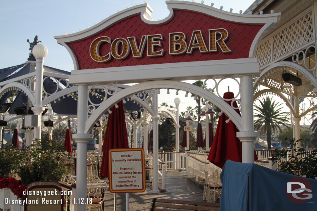 The Cove Bar is closed also.