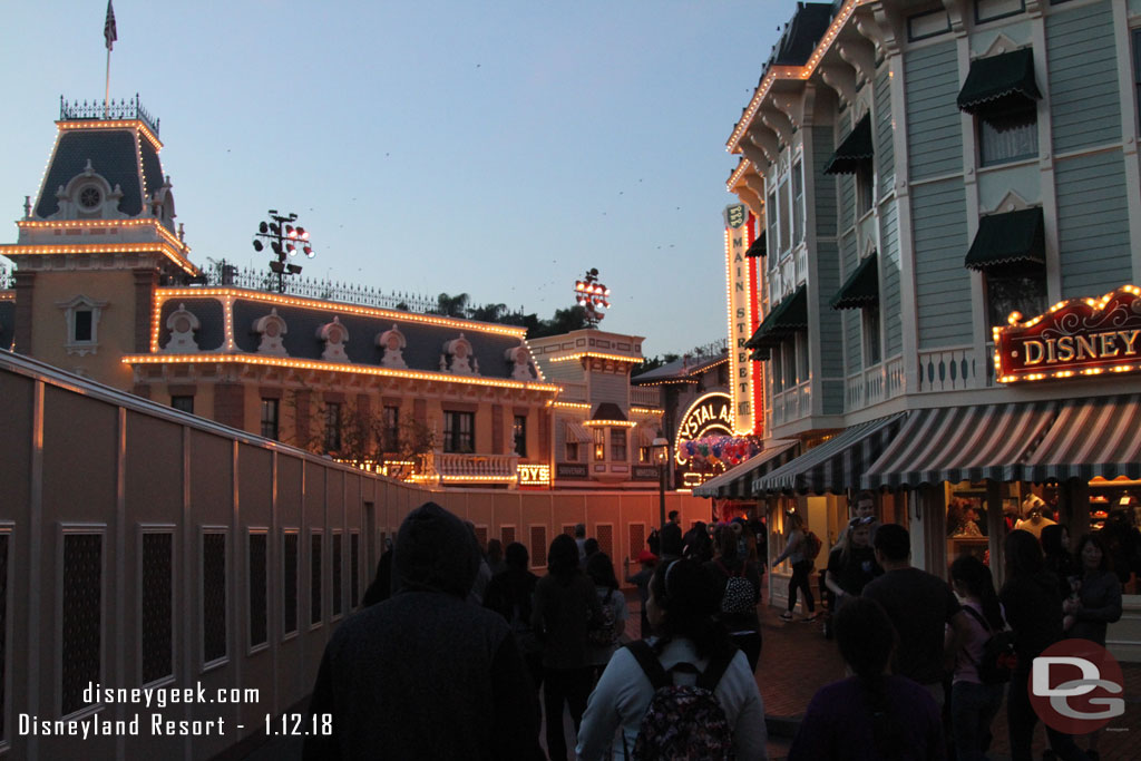 Returned to Disneyland.  This gives an idea of how narrow the entry is now with the construction.