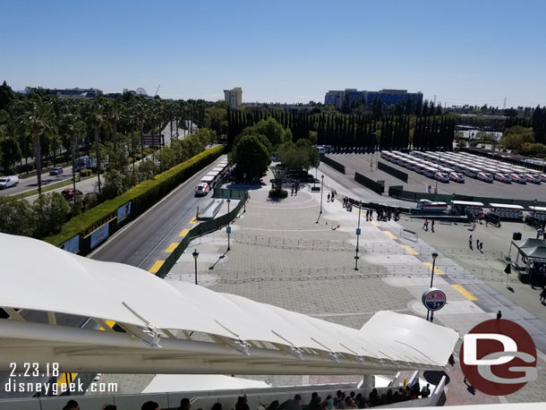 Moving on to the Mickey and Friends Tram Stop.   Here is an overview.    You can see two new load zones marked off and ready to go.  The new route appears to turn quickly and double back on itself.