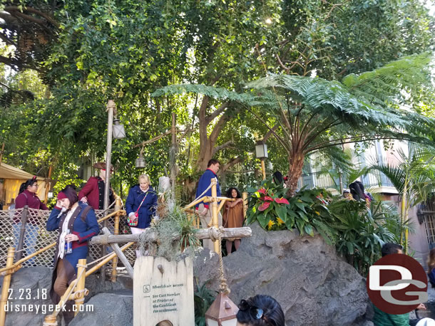 Moana was meeting guests near the exit of the tree house.