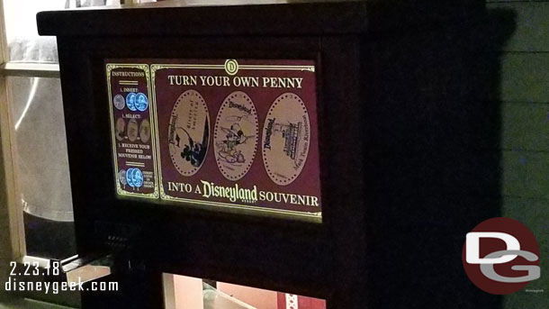 Throughout the park the pressed penny machines are being replaced. The new ones have digital screens.  This seemed a little out of place in Frontierland.