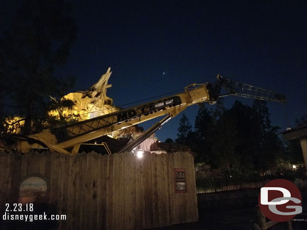 As you enter Critter Country a crane is parked in front of Splash Mountain.