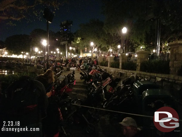 Fantasmic dining package guests strollers have a nice view of Fantasmic in a roped off section.  Also acted as a barrier between Standby and dining package.