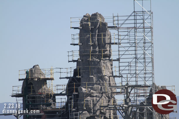 The three peaks above the building.  Not a lot of visible change this visit.