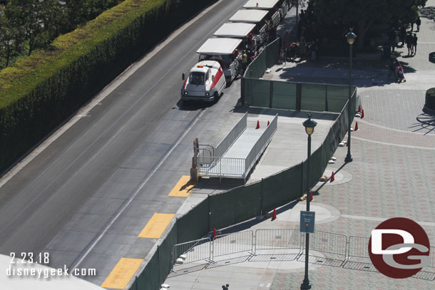 A new ramp at the stop.  Wonder if they will be loading the back of the tram or if the trams will be traveling the other direction on the new route.