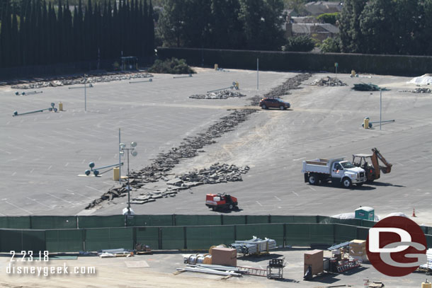 A closer look.  The light poles are down and some concrete removal has started.