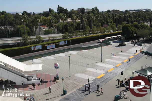 Looking back to the left.  The new temporary stops are more or less on the original two locations.