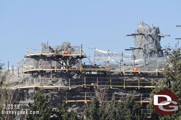 Crews working on the wire mesh installation this afternoon.