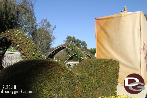 Walls still up at the Casey Jr station, but the Storybook Land Canal Boats have returned to service.