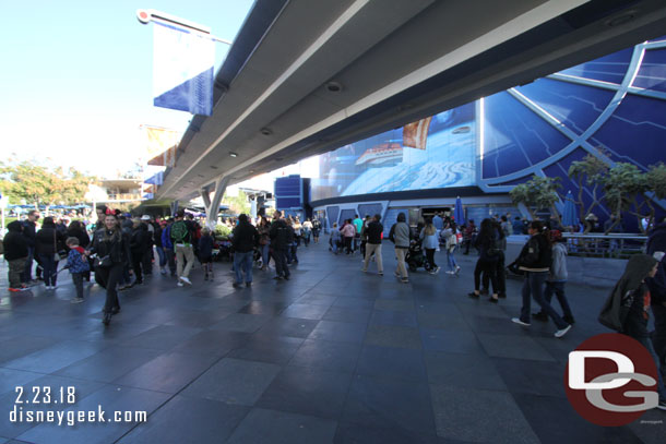 Tomorrowland was wide open this afternoon.. stroller parking was moved to the side.