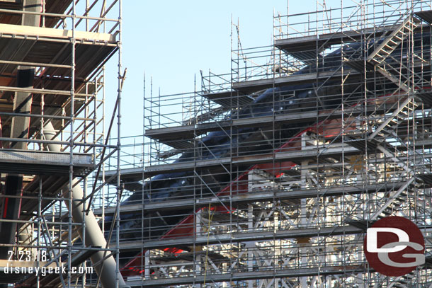 The underside of the hill is being painted red.