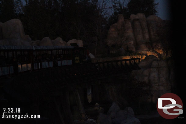 If you were curious almost nothing is lit along the Rivers of America at night so this is all you see on the sweeping turn.