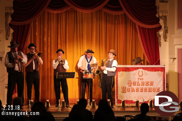 Silver Dollar Six performing before a full house at the Golden Horseshoe this evening as people were looking for a place to warm up.