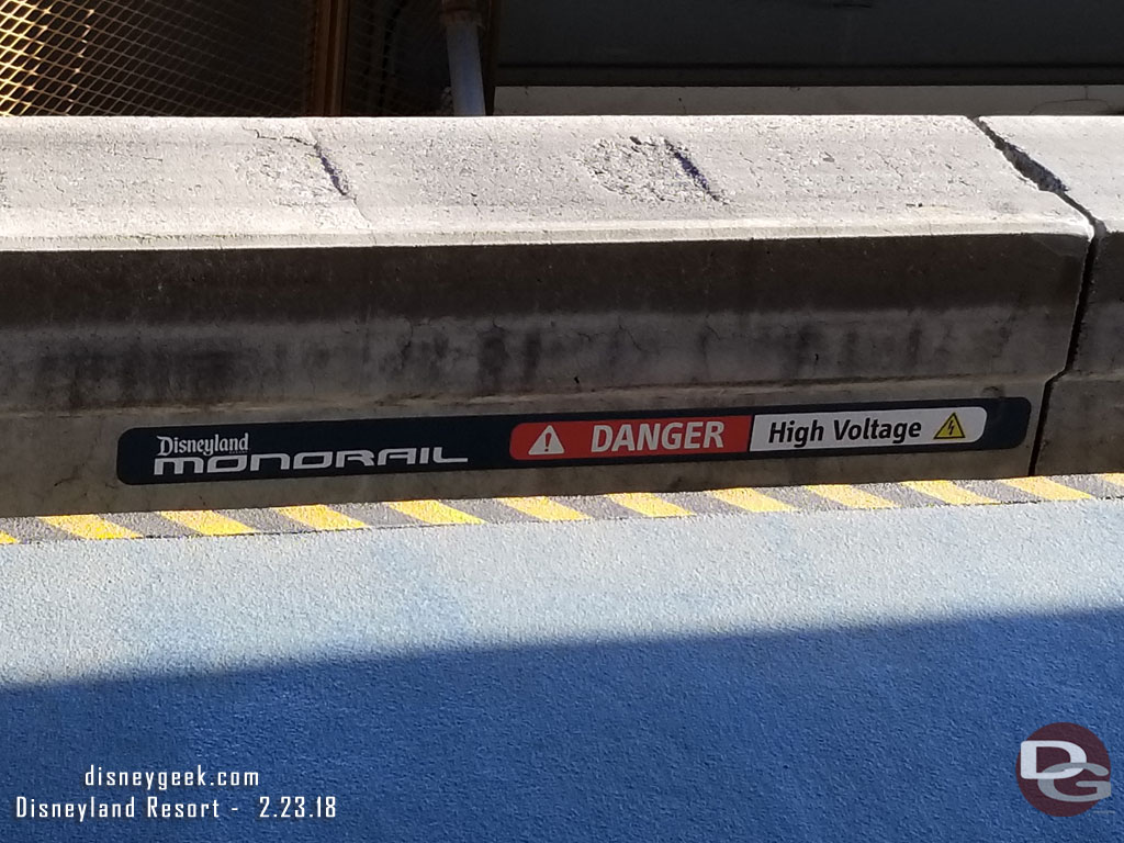 The warning signs on the beamway looked new to me.  I do not remember the Disneyland Monorail logo, but I may have just missed them/not noticed before.