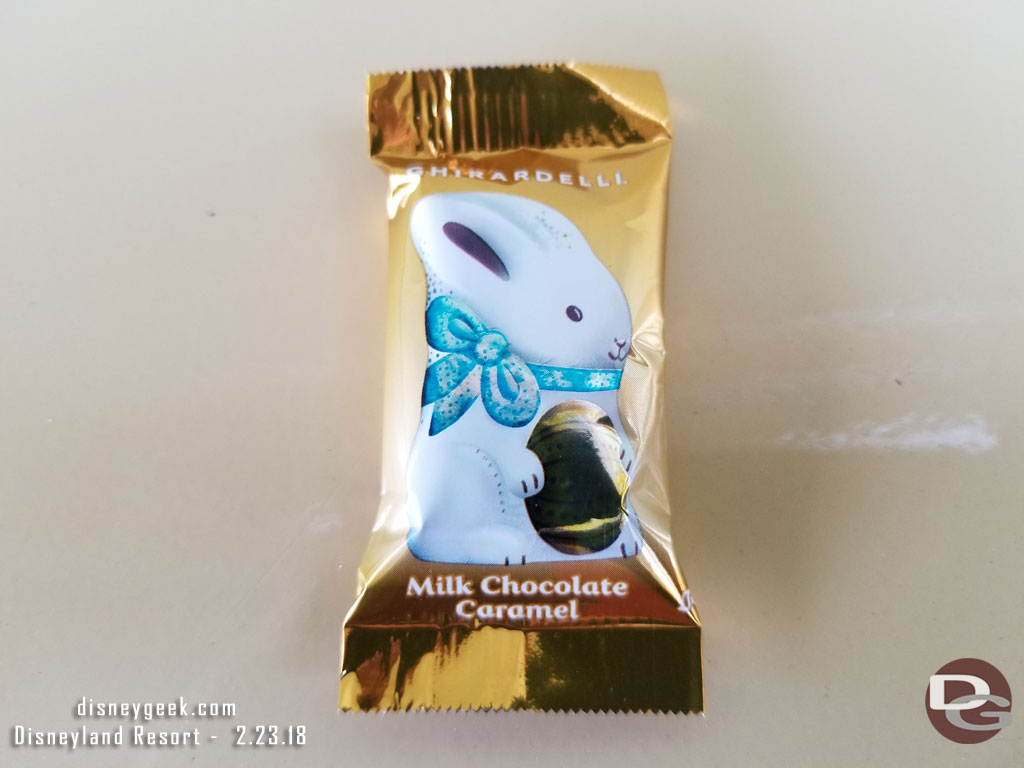 Ghirardelli has switched to chocolate caramel bunnies now.