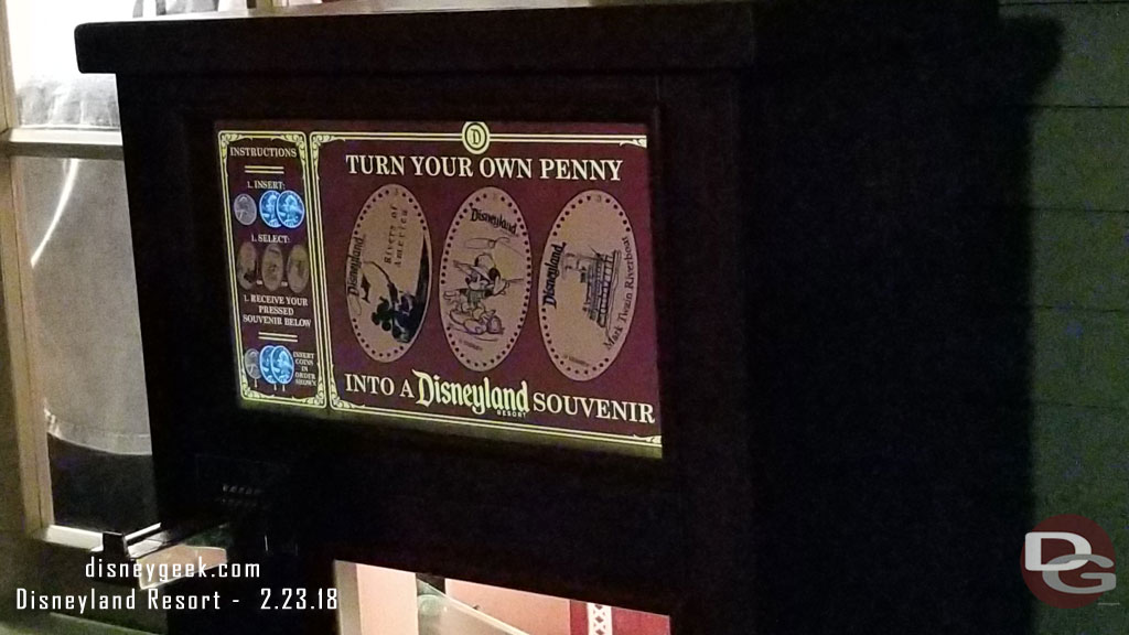 Throughout the park the pressed penny machines are being replaced. The new ones have digital screens.  This seemed a little out of place in Frontierland.