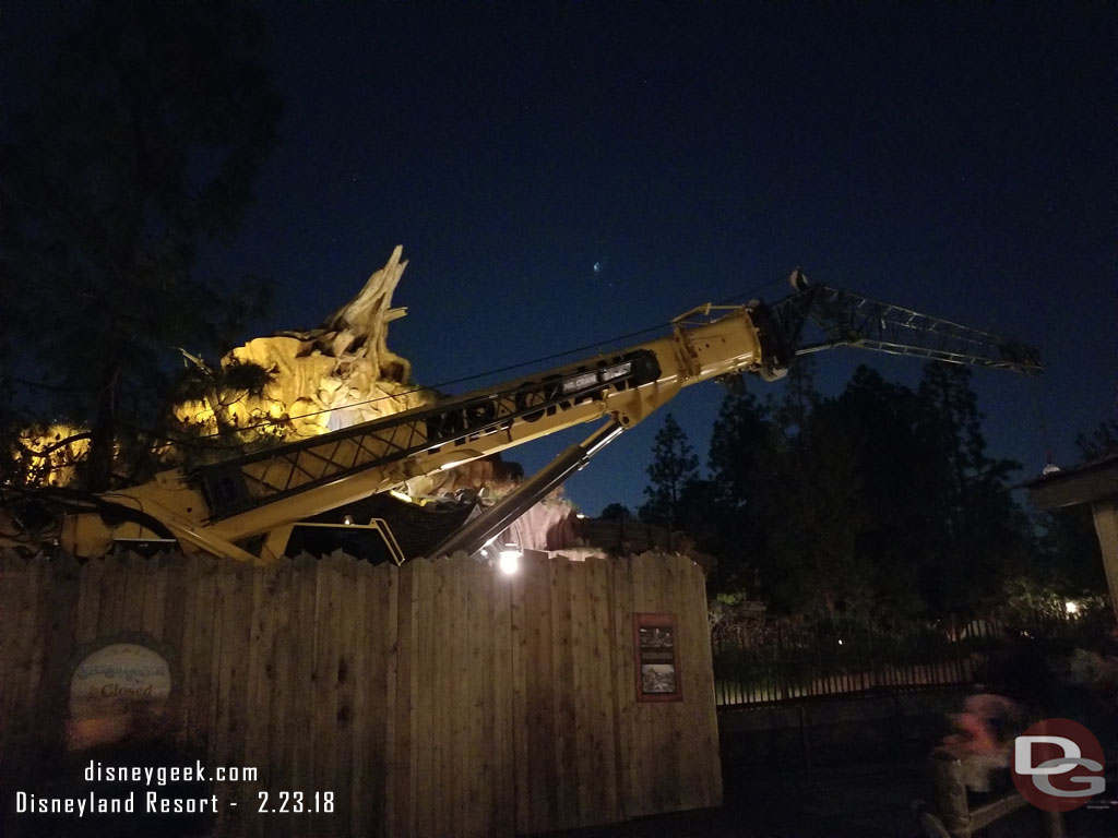 As you enter Critter Country a crane is parked in front of Splash Mountain.