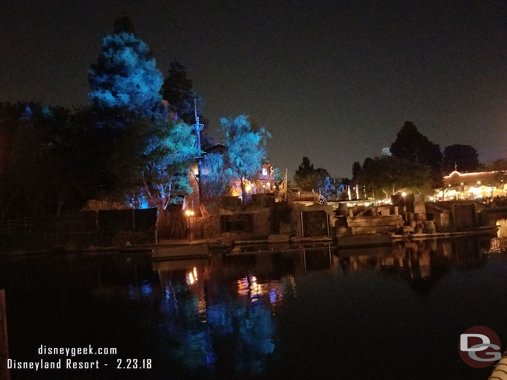 My view for Fantasmic this evening.  Found a spot on the waters edge, with less than 15 minutes till show time.