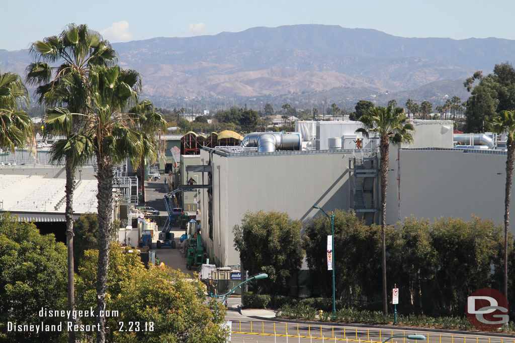 Starting off on the north/left side of the site with the Millennium Falcon show building.  Some activity along the road, but no real visible changes since last visit.