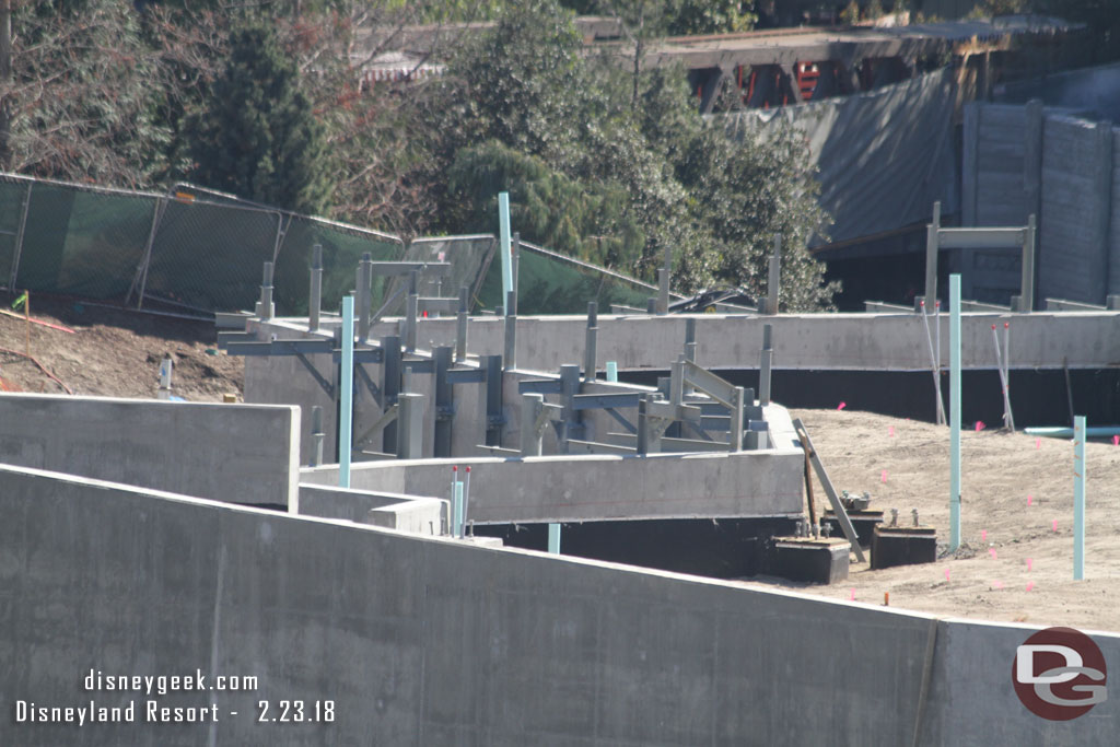 On the park side steel is being added to support a rock facade.