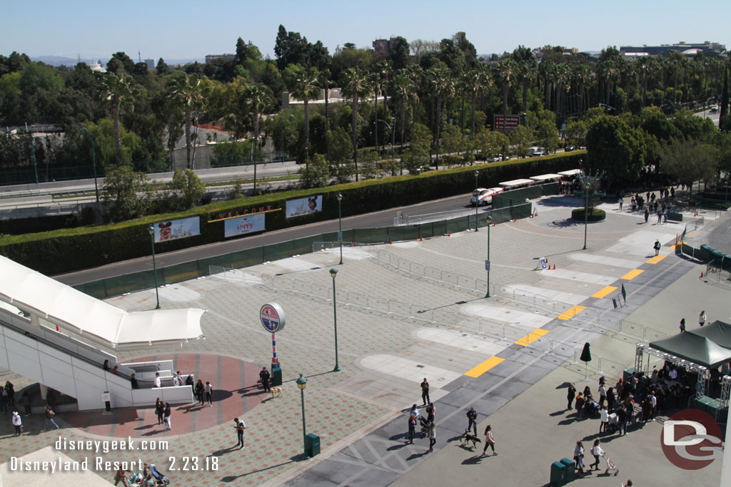 Looking back to the left.  The new temporary stops are more or less on the original two locations.