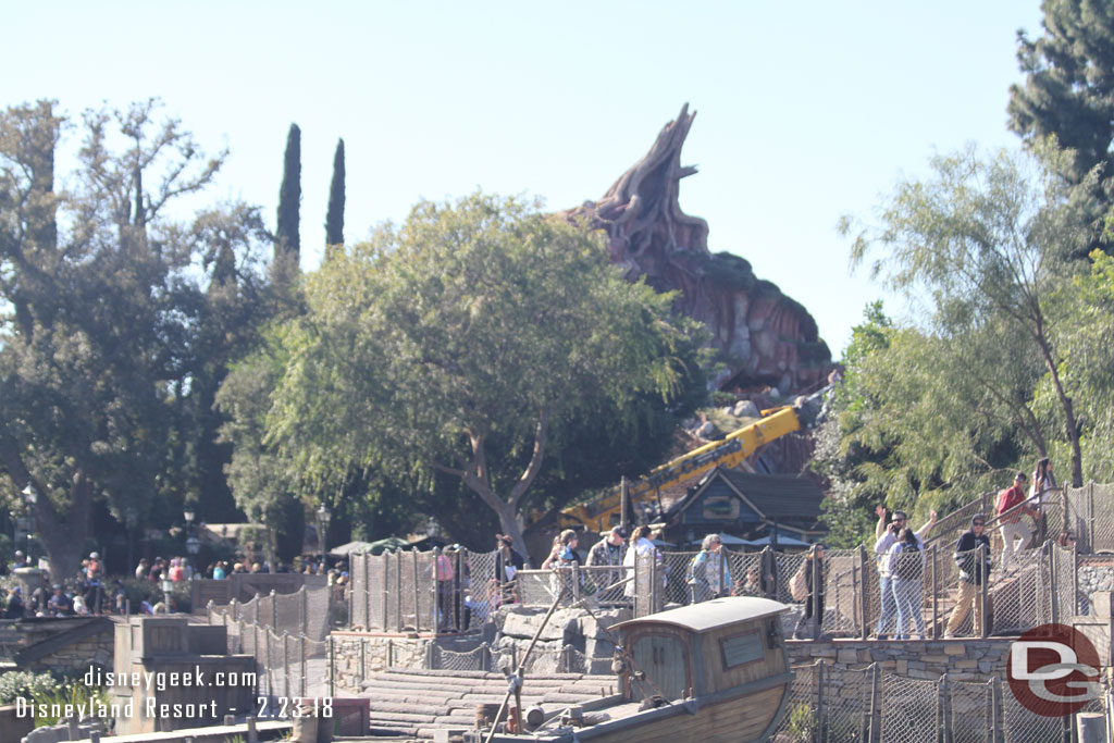 A large crane onside for the Splash Mountain renovation project.