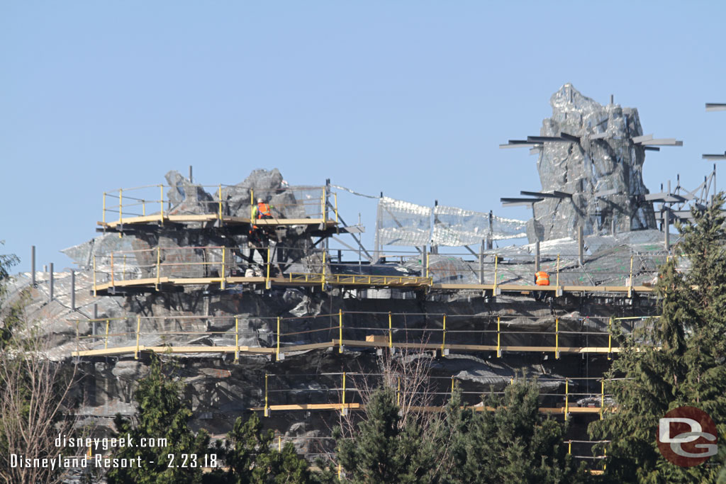 Crews working on the wire mesh installation this afternoon.