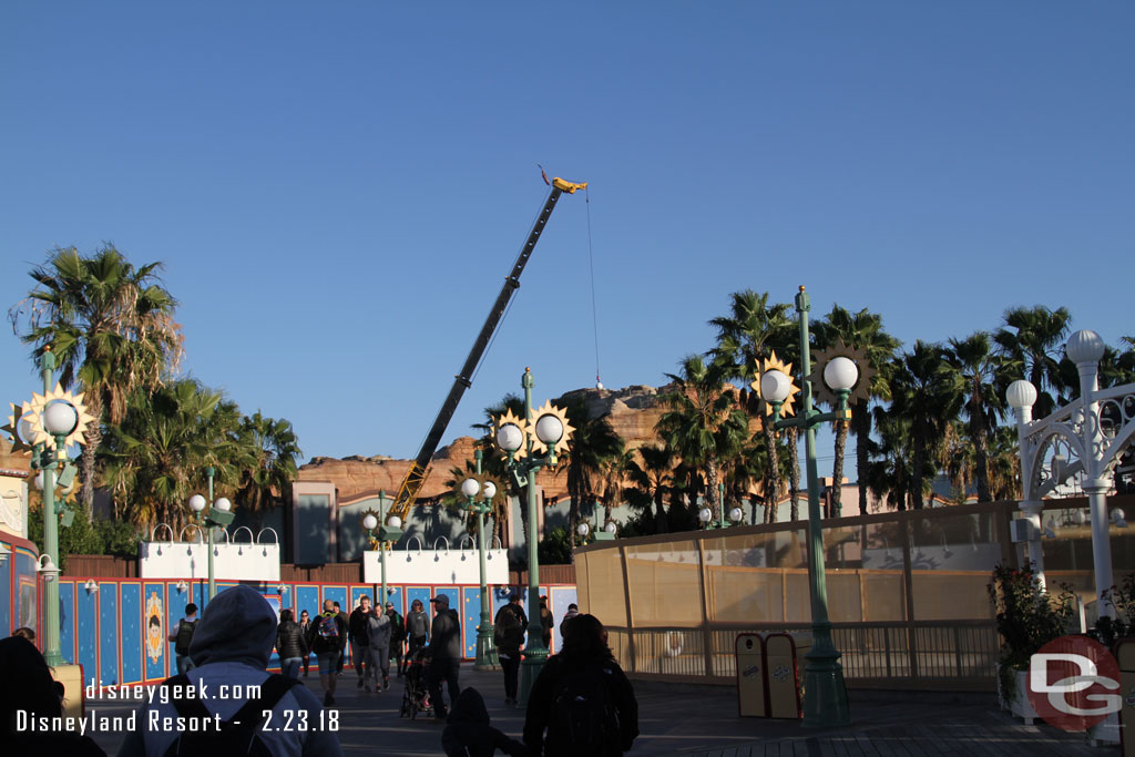 A crane on site near the station.