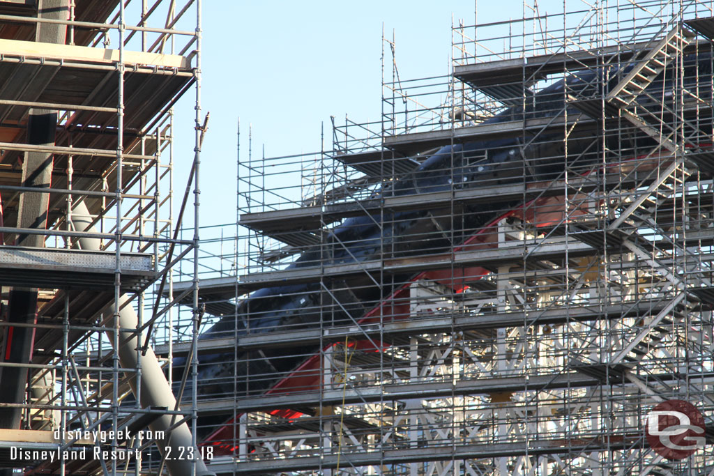 The underside of the hill is being painted red.